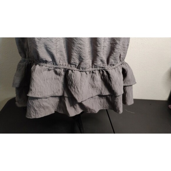 MINE TOO Women’s Tunic Layered Ruffle Collar Elastic Waist Silver Grey Top 1X - Picture 7 of 10
